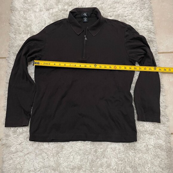 CALVIN KLEIN Womens Medium Quarter Zip Brown Collared Long Sleeve Sweatshirt - Picture 6 of 7